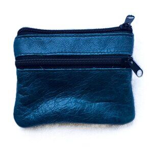 Wallet 100% Leather Unisex Size 4x4 3/4 Inches Deep Teal